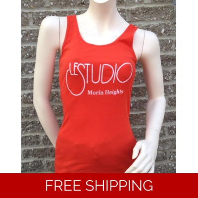 Woman Red Tank Top White Front Logo M/H
